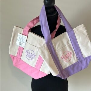 Chic Pink, Purple and White Canvas Tote Bag